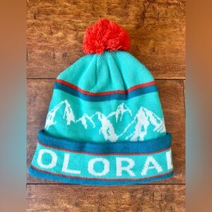 Locale Colorado Beanie with Pom - vibrant mountain design beanie